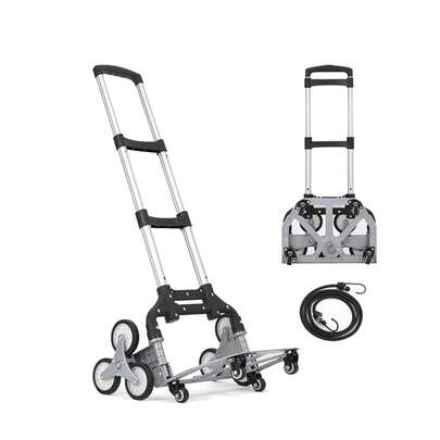 Stair Climbing Hand Truck Cart, 180 LBS Capacity Aluminum Folding Dolly Cart For Stairs, Heavy Duty Stair Climber Trolley With Telescoping Handle And 10 Wheels For Shopping Moving
