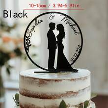 Decoraciones personalizadas para pastel de boda, topper de pastel acrílico con nombre personalizado de la novia & el novio para decoraciones de postres de boda, decoración de eventos con tema rústico bohemio - Etiqueta para pastel de bodas F - Ver 15