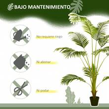 HOMCOM Palmera Areca Artificial 170 cm Árbol Artificial con 11 Hojas Realistas y Maceta de Plástico Decoración para Interior Salón Oficina Balcón Ø15x170 cm Verde - Verde - Ver 3