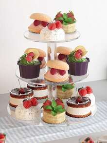 3-6 Tier Acrylic Cupcake Stand - Round Cupcake Display Rack - Acrylic Dessert Stand Cake Display Tree Suitable For Party, Wedding, Birthday - Clear - View 13