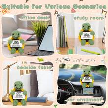 1 pieza Figura decorativa de escritorio hecha a mano a ganchillo, muñeca de peluche con diseño lindo de girasol y tortuga, regalo ideal para mejor amiga, cumpleaños, hermanas, mamás, abuelas, compañeros de trabajo, familia, llavero, emociones positivas, fiesta, Halloween, Navidad, muñeca suave, decoración de habitación, recuerdo - Multicolor - Ver 8
