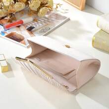 New Women Satin Pleated Minimalist Elegant Party Clutch Bag, Small Square Handbag