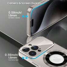Luxury Magnetic Wireless Charging Case For IPhone 17, Compatible With Magsafe | Design For IPhone 11 12 13 14 15 16 17 Pro Max Air Plus Shockproof Cover Luxurious Titanium Textured Phone Case, Supporting Wireless Charging Function Protective Glass Lens And  Phone Case For IPhone - 灰色 - 查看 5