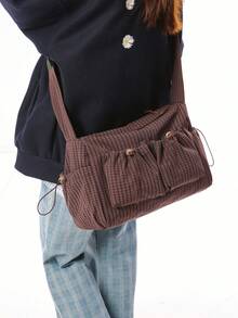 New Women's Multi-Pocket Shoulder Bag, Nylon Soft Casual Crossbody Bag, Large Capacity Versatile Handbag, Suitable For Back To School Season - Burgundy - View 7