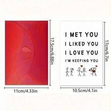 1 Pc I Like You Love You Keep You Greeting Card With Anniversary Celebrating Love Design For Family Friends Couples Colleagues Perfect For Birthday Christmas Thanksgiving Wedding Parties Any Occasions Use As Christmas Card Birthday Card Invitation Card Thank You Card Gift Card With Matching Envelope - Multicolor - View 5