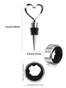 Wine Drip Collars And Heart-Shaped Wine Bottle Stopper Suit, Stainless Steel Wine Bottle Top Drip Rings, Premium Leak-Proof Silicone Wine Bottle Stopper,Wine Drop Ring Catcher Or Stopper With Detachable Felt Liner, Small Handy Wine Accessories For Kitchen And Bar,For Champagne, Beer, Wine Bottles, Ideal For Parties, Weddings, Anniversaries,Special Events - Multicolor - View 8