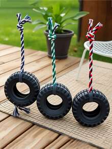 Durable Rubber Dog Chew Toy - Interactive Tire Shaped Pet Toy With Sturdy Teeth, Suitable For All Dog Breeds, Fun Dog Toy | Tire Shaped Toy | Durable Dog Toy, Dog Toy - Black - View 5