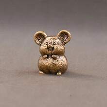 1 Piece Minimalist Cute Little Mouse Desktop Decoration Forged Brass Polished Durable Exquisite Metal Craft Home Office Desk Decor Gift For Animal Lovers Home Decor Enthusiasts - 可愛的小老鼠 - 查看 6