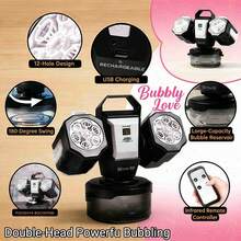 2026 New RGB Bubble Machine: 360° Auto Rotation + Type-C Rechargeable + Remote Control, 30,000 Bubbles/Minute, Essential For Weddings, Valentine's Day, Kids Parties, Outdoor Events - White Comes With Bubble Solution. - View 9