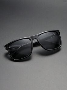 Óculos de Sol Unissex Retrô Casuais Pretos, Armação Quadrada Vintage de Plástico, Essenciais para Férias de Verão, Praia, Viagens e Uso Diário - Preto - Ver 4