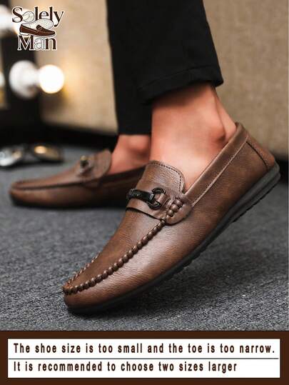 Men's Loafers New Casual Shoes Versatile Moccasins Slip-On Boat Shoes Slouchy Shoes Leather Flat Men's Shoes Black Boat Shoes Men's Shoes Business Formal Shoes (Run Small And Narrow, Please Order 2 Sizes Up)