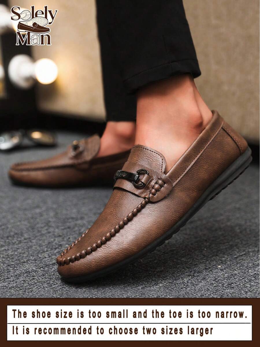 Men's Loafers New Casual Shoes Versatile Moccasins Slip-On Boat Shoes Slouchy Shoes Leather Flat Men's Shoes Black Boat Shoes Men's Shoes Business Formal Shoes (Run Small And Narrow, Please Order 2 Sizes Up)