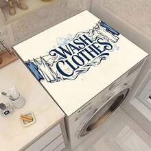 Luckybutterfly 1pc Vintage Laundry Graphic Washing Machine & Dryer Top Cover Pad, Silicone, Anti-Slip Washer Dust Cover, Kitchen Accessory, Suitable For Laundry Room, Bathroom, Home Decor And Room Decoration - Multicolor - View 17
