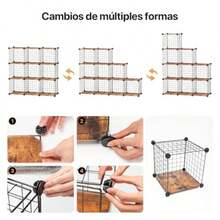 CY Estante Organizador con 9 Cubes de Malla Metálica Organizador de Alambre con Separadores de Plástico PP Estantería Modular Malla DIY Combinable Adecuado para Dormitorios Salones Pasillos y Cocinas - 9Cubos - Ver 4