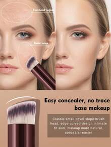 19pcs/1pc Full Set Of Makeup Brushes, Including 15 Soft Brushes Such As Powder Brush, Blush Brush, Contour Brush, Highlighter Brush, Nose Shadow Brush, Eyeshadow Brush, Eyebrow Brush, Lip Brush, Plus 1 Fabric Storage Pouch, 1 Liquid Beauty Eggs, 1 Triangular Puff, And 1 Square Cushion Puff, Suitable For Beginners, Professional Makeup Artists, And Novice Beauty Practice Scenarios - Burgundy - View 2