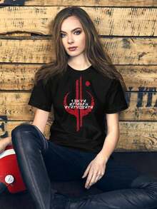 Sci Fi Theme Mandalorian Symbol And Aurebesh Text Print Crew Neck T Shirt Sweatshirt Casual Wear Tops Plus Size Clothes Business Casual Y2k Distressed Red Graphic Design Short Sleeve Geeky Relaxed Fit Suitable For - màu đen - Xem 1