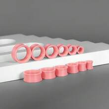 12pcs/8pcs Thin Punk Style 8-19mm PLA Ear Gauges, Simple & Fashionable Personalized Ear Plugs Piercing Jewelry Women - Round - View 6