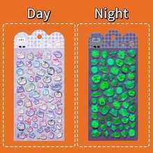 新款3D立体儿童贴纸，创意卡通闪光水晶贴纸，趣味浮雕贴纸，夜光贴纸 - 彩色 - 查看 33