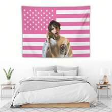 Mike Finn Wolfhard Celebrity Tapestry Thing Pink American Flag Print Stranger - Dorm Room Essential Wall Hanging For Bedroom & Living Room Decor - 白色 - 查看 4