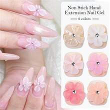 MEET ACROSS 2pcs 15ml Clear White Non Stick Hand Extension Gel Nail Polish Set With Flower Molds Sculpting Brush For 3D Shaping/Sculpting/Carving, Nail Art Solid Milky Jelly Hard Gel For Fake Nail Carving Flower Nail Art Acrylic Gel Varnish Rhinestone Glue Gel Easy To Operate Manicure For Home And Slaon Nail Supplies Nails - 彩色 - 查看 8