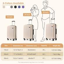 Lightweight ABS Hard Suitcase With Combination Lock 4-Wheel Trolley For Men And Women Ideal For Business Travel Available In 19 Inch Carry-On 24 Inch And 28 Inch Check-In Sizes Beige - Beige - View 9