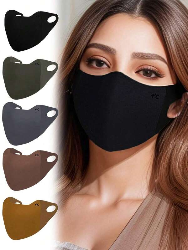 1pc/3pcs Women Casual Solid Black/Brown/Dark Grey Windproof Warm Thickened Soft Protective Eye Corner Mask, Suitable For Travel, Outdoor, Cycling, Daily Matching