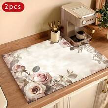 1件复古花卉图案耐热保护套，防滑防刮表面，易于清洁的涤纶材质，适用于厨房、洗衣机、烘干机、炉灶保护套，家用电器配件，现代厨房防滑垫。 - 彩色 - 查看 18