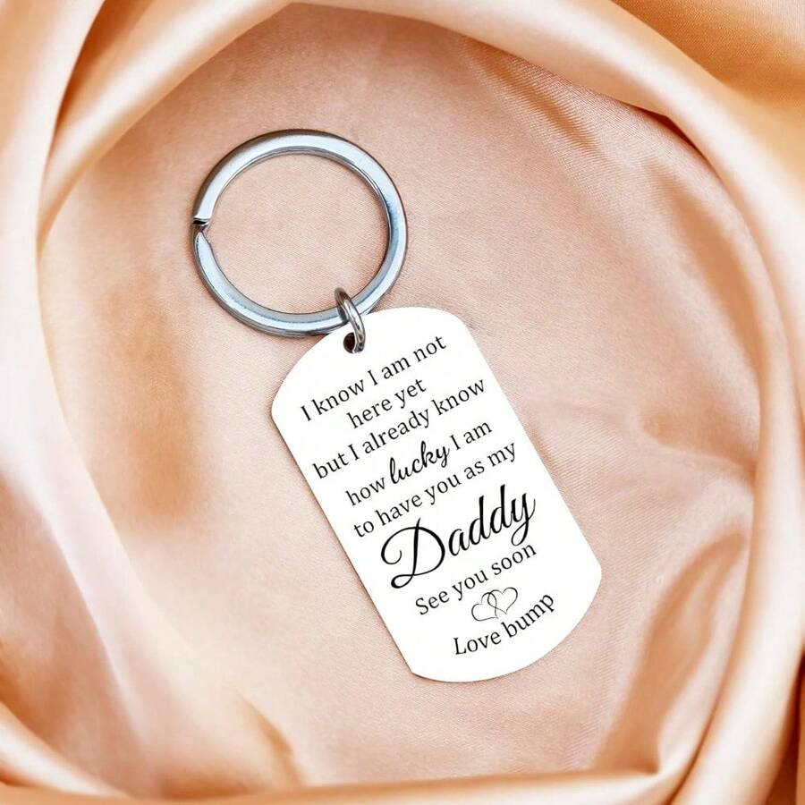 1件装新手爸爸礼物 怀孕公告 准爸爸礼物 第一个父亲节礼物创意 即将成为爸爸的准爸爸钥匙扣 - 銀色 - 查看 1