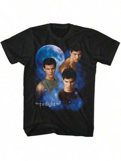 Graphic Tees Men's Fashion Print Casual T-Shirt Official Twilight Saga Movie Poster Graphic Tee Edward Bella Romantic Scene Design Heavyweight Black T-Shirt For Men Men Twilight New Moon Eclipse Breaking Dawn Films Casual Fan Apparel Pop Culture Clothing Celestial Theme Shirt Comfortable Fit Licensed Merchandise Fantasy Lovers,Men Size S-3XL Effortless Styling, Showcase Your Unique Style Casual Summer T-Shirt, Comfortable Outdoor Casual Wear