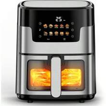 [10-In-1 Air Fryer] 10-In-1 Digital LED Touch Screen Air Fryer, 7.5QT Oilless Cooker With 10 Preset Cookings, Dishwasher- Basket & 20pcs Air Fryer Paper Liners 304 Stainless Steel - 美規A型插(110-127V) - 查看 3