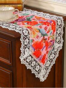 HXARTMIS 1pc Watercolor Floral & Butterfly Print Table Runner, Seasonal Home, Dining Table, Kitchen, Fireplace Decor, Indoor/Outdoor, Wedding/Party Decoration, Mother's Day, Valentine's Day Gift, Multiple Sizes Available - Color - View 2