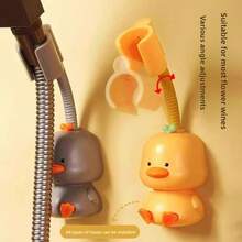 1pc Adhesive Bathroom Handheld Shower Head Holder, Adjustable Angle For Convenient Use, Fits Any Shower Setup! Bathroom Shower Wall Mount Bracket, 360 Degree Adjustable Duck Shower Rack, No Drilling Required - Multicolor - View 3