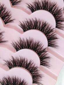 7 Pairs Faux Mink Eyelashes With Clear Band Stem Wispy Volume Eyelashes Fluffy Natural Look False Eyelashes Transparent Stem 3D Curling Full Strip Lashes Extension Makeup Tool Strip Lashes, Lashes, Eyelashes, Fake Lashes - Criss Cross lashes - View 5