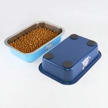 1 Peça Tigela de Aço Inoxidável Colorida para Animais de Estimação, Tigela de Água para Cães com Base Quadrada Plana e Espessada com Base de Borracha Antiderrapante, Adequada para Gatos e Cães Pequenos Beberem e Comerem Ração - 3,5L - Visão 5