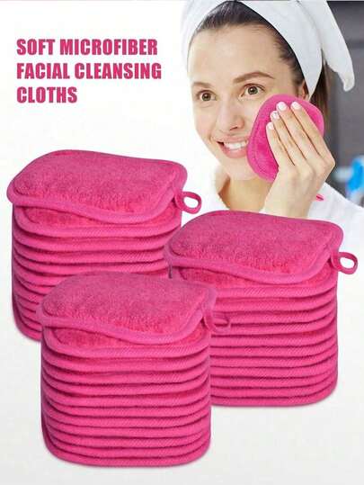 12pcs Soft Microfiber Facial Cleansing Cloths, Makeup Removal Face Towels With Hanging Loop, Gentle On Skin, Washable And Reusable.Christmas, Winter, Pink, Graduation, Birthday, Holiday, Summer, Autumn, Autumn, Y2K, Fancy Fashion, Women's Makeup, Makeup Party, Beach Travel, Camping, Outdoor School, Campus Travel, Festival Decoration Gifts, Roses, Girl Role Playing, Best Colors, Charm, Atmosphere6/3/1pc