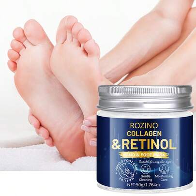 50g Mascarilla de gelatina de colágeno y retinol para manos y pies, hidratante y humectante, infundida con colágeno, retinol, jojoba, aceite de oliva y nuez, nutrición profunda, hidratación duradera de la piel, mascarilla para manos y pies sin enjuague, apta para todo tipo de piel, gran regalo, refrescante para el verano, cuidado de la piel