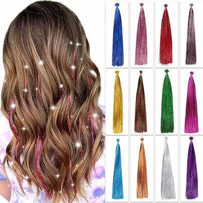 30 件装合成 I 型尖端亮片接发，闪亮亮片发饰，仙女发片，派对炫彩发饰，适合女性和女孩