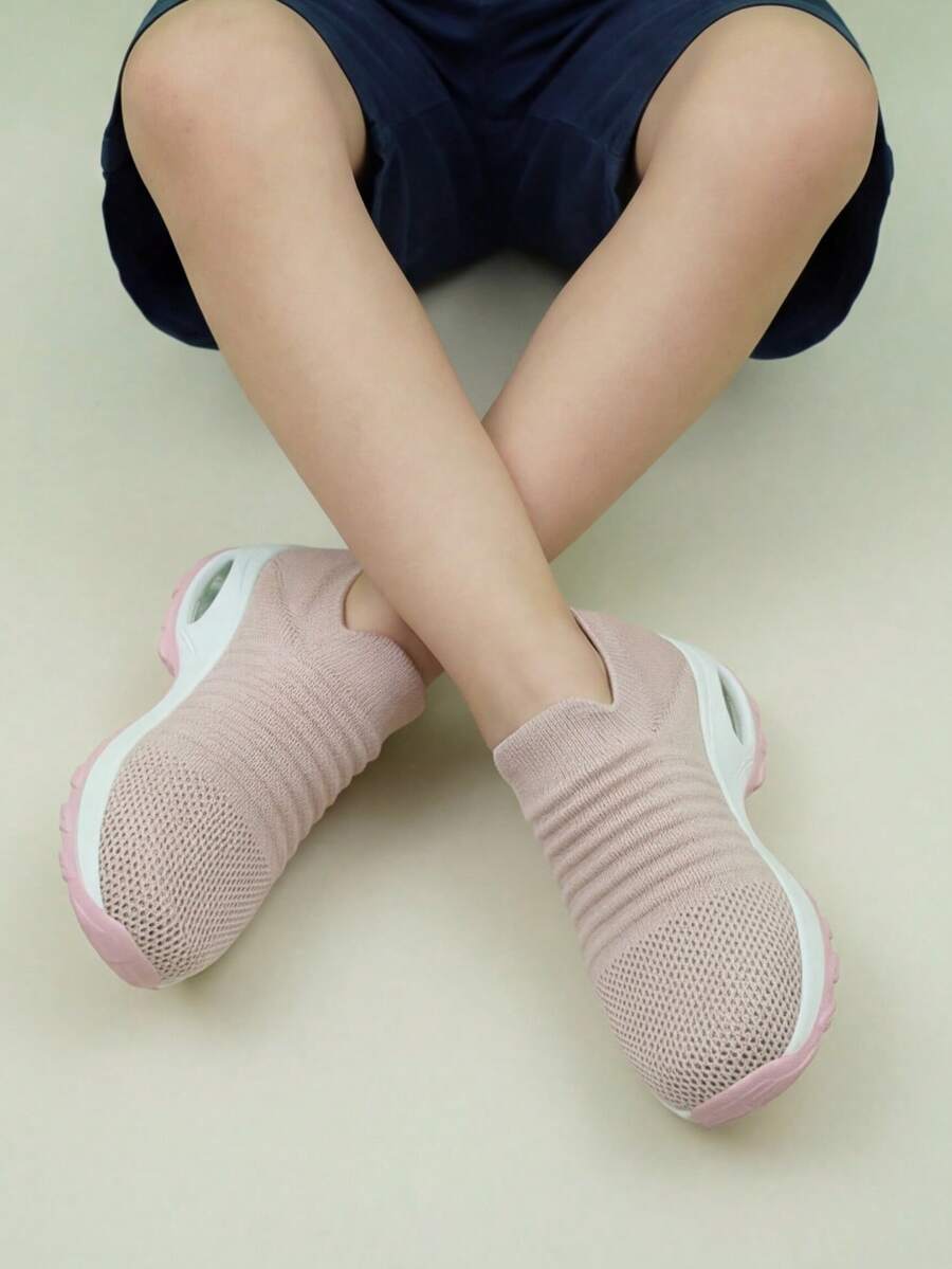 男女通用休闲运动鞋，带气垫，减震针织袜套鞋，轻便透气增高鞋，舞蹈鞋