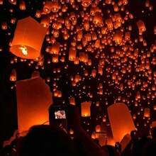 Paper Lanterns/Sky Lanterns/Wishing Lanterns, Flame Retardant Material Ellipse Shape White Paper,Flame Retardant Thickening Material,You Can Fill In Your Wishes And Draw The Desired Patterns At Will - Multicolor - View 5
