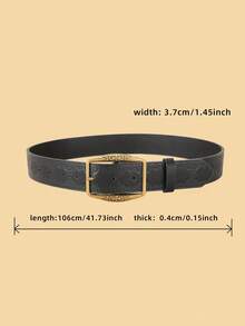 Women's Fashion Square Metal Buckle Belt, Minimalist Casual Elegant Solid Color Ladies Belt, Versatile For Dresses And Pants, Suitable For Daily Wear, Modern Minimalist Design, Durable - C097 - View 3