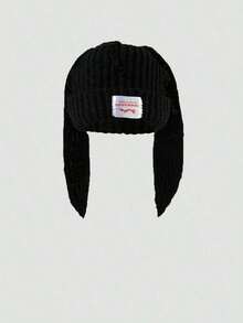 1pc/2pcs Women Adult Fashion Unique Knit Hat, New Ladies Double Layer Thick Cute Rabbit Ear Beanie With Fabric Label (Random Color Block) - 彩色 - 查看 7