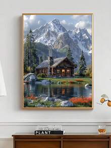 1 pieza Pintura de diamantes DIY - Paisaje con cabaña, taladro completo, decoración del hogar, 11.8*15.7in/30*40cm - Multicolor - Ver 3