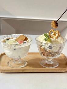 复古浮雕向日葵玻璃杯，ins风家用冰淇淋和冰棒碗，酸奶和燕麦早餐甜点碗。 - 彩色 - 查看 6