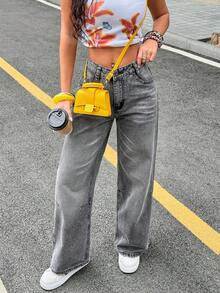 Women's Casual Loose Fit Pocket Jeans - Grey - View 3