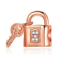 1 Pc Rose Gold Beaded Heart Rose Bow Flower Bear Beaded Charm Fit Original Bracelet Necklace Beads For Diy Jewelry Making Valentines - Rose Gold - View 24