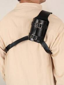 1pc Medieval Faux Leather One Shoulder Sword Scabbard, Renaissance Viking Knight Cosplay Sword Holder With Frog Frame Shoulder Strap (Sword Not Included) - C - View 11