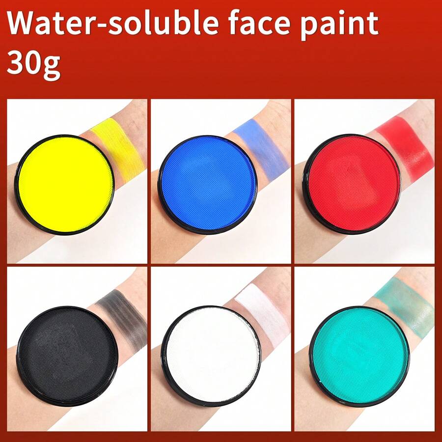 Vibrant Color Palette, Dense Texture, Even Coverage, Non-Fading, Water-Soluble Material, Easy To Clean, Suitable For Halloween, Carnival, Christmas, World Cup, Comic Conventions, Parties, Performances