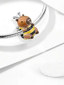 1 pieza Colgante de hamburguesa de plata de ley 925, adecuado para hacer pulseras, brazaletes y accesorios de joyería DIY, y como accesorio diario para el atuendo, apropiado para que lo usen las niñas - Capibara - Ver 5