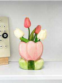 1个花卉图案化妆刷收纳架，办公笔筒，卧室桌面收纳架，房间装饰，情人节礼物 - 花朵收納 - 查看 12