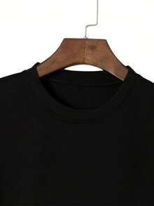 Men's Casual Letter Print Round Neck T-Shirt, Suitable For Work And Daily Wear - màu đen - Xem 7
